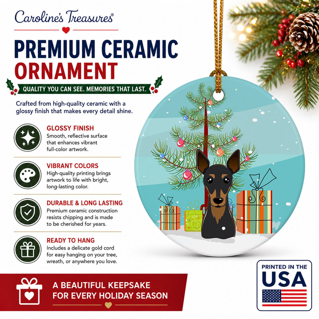 Christmas Tree and Min Pin Ceramic Ornament Christmas Tree Hanging Decorations for Home Christmas Holiday, Party, Gift, 3 in, Multicolor