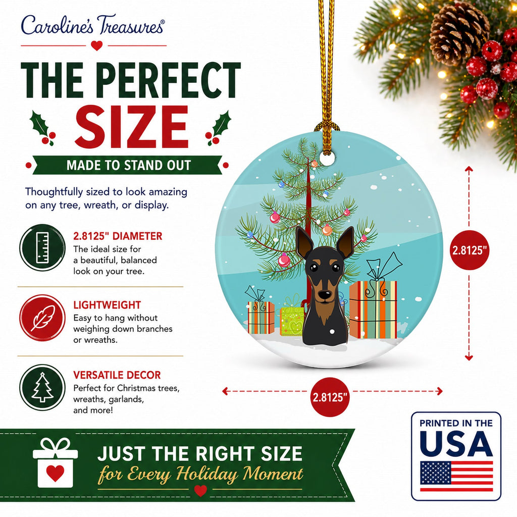 Christmas Tree and Min Pin Ceramic Ornament Christmas Tree Hanging Decorations for Home Christmas Holiday, Party, Gift, 3 in, Multicolor