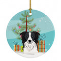 Christmas Tree and Border Collie Ceramic Ornament Christmas Tree Hanging Decorations for Home Christmas Holiday, Party, Gift, 3 in, Multicolor