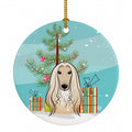 Christmas Tree and Afghan Hound Ceramic Ornament Christmas Tree Hanging Decorations for Home Christmas Holiday, Party, Gift, 3 in, Multicolor