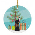 Christmas Tree and Doberman Ceramic Ornament Christmas Tree Hanging Decorations for Home Christmas Holiday, Party, Gift, 3 in, Multicolor