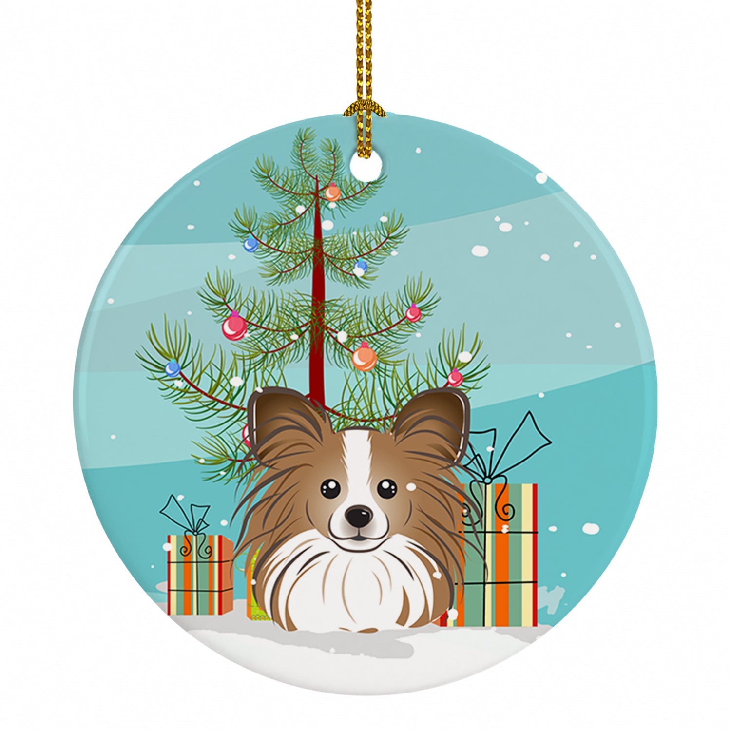 Christmas Tree and Papillon Ceramic Ornament Christmas Tree Hanging Decorations for Home Christmas Holiday, Party, Gift, 3 in, Multicolor
