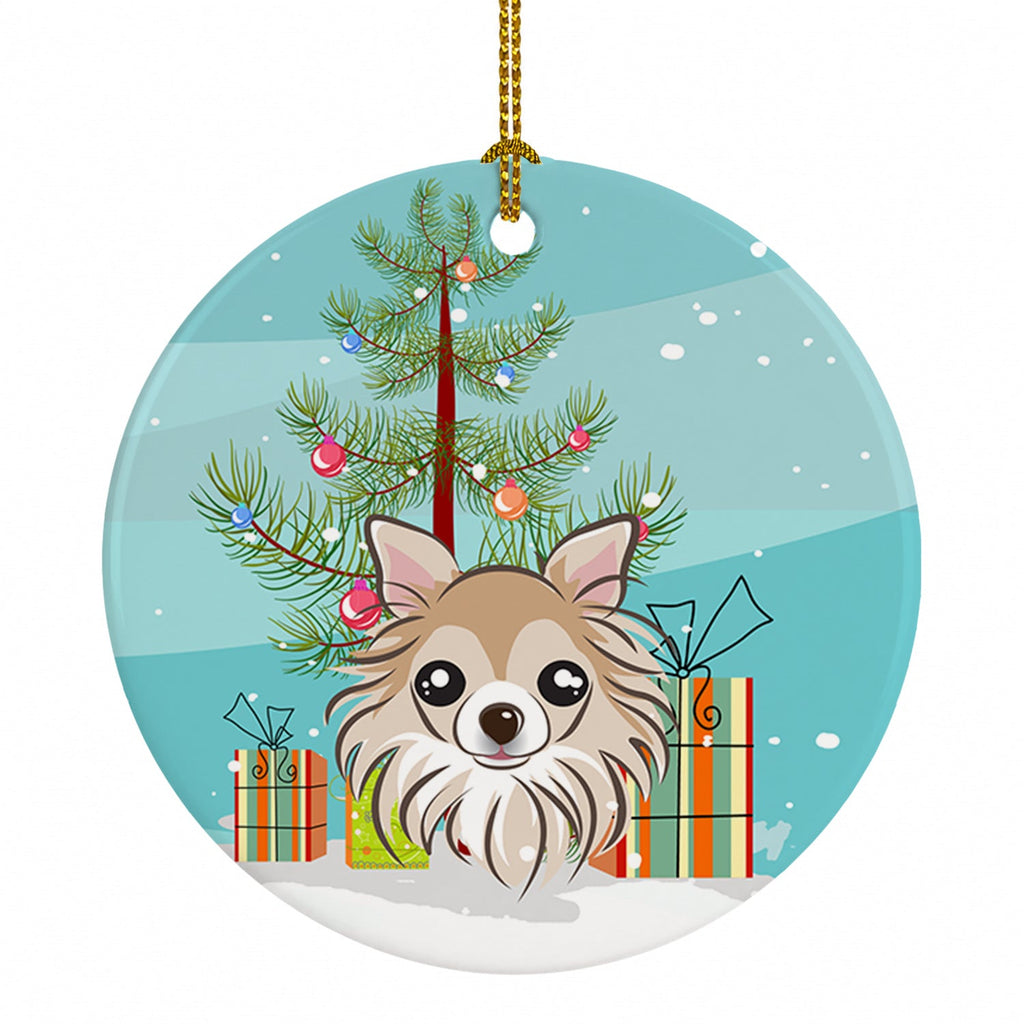 Christmas Tree and Chihuahua Ceramic Ornament Christmas Tree Hanging Decorations for Home Christmas Holiday, Party, Gift, 3 in, Multicolor