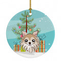 Christmas Tree and Chihuahua Ceramic Ornament Christmas Tree Hanging Decorations for Home Christmas Holiday, Party, Gift, 3 in, Multicolor