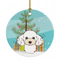 Christmas Tree and White Poodle Ceramic Ornament Christmas Tree Hanging Decorations for Home Christmas Holiday, Party, Gift, 3 in, Multicolor