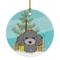 Christmas Tree and Silver Gray Poodle Ceramic Ornament Christmas Tree Hanging Decorations for Home Christmas Holiday, Party, Gift, 3 in, Multicolor
