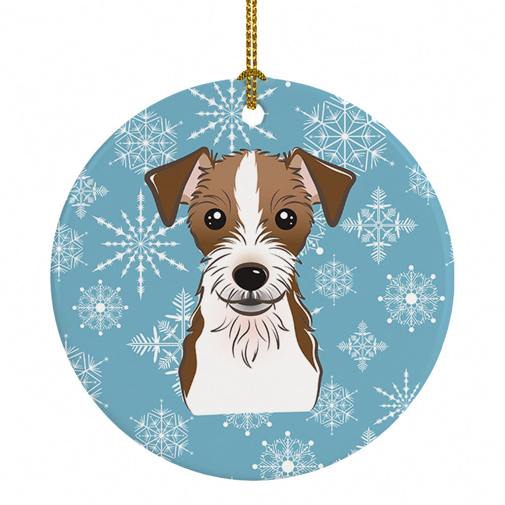 Snowflake Jack Russell Terrier Ceramic Ornament Christmas Tree Hanging Decorations for Home Christmas Holiday, Party, Gift, 3 in, Multicolor