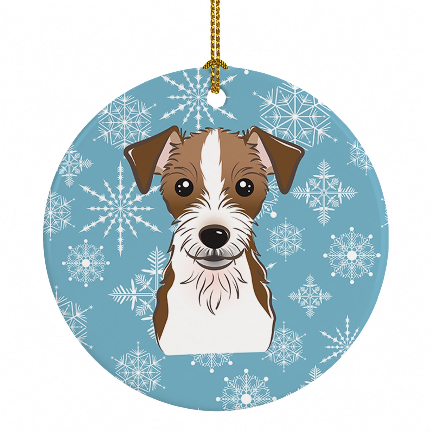 Snowflake Jack Russell Terrier Ceramic Ornament Christmas Tree Hanging Decorations for Home Christmas Holiday, Party, Gift, 3 in, Multicolor