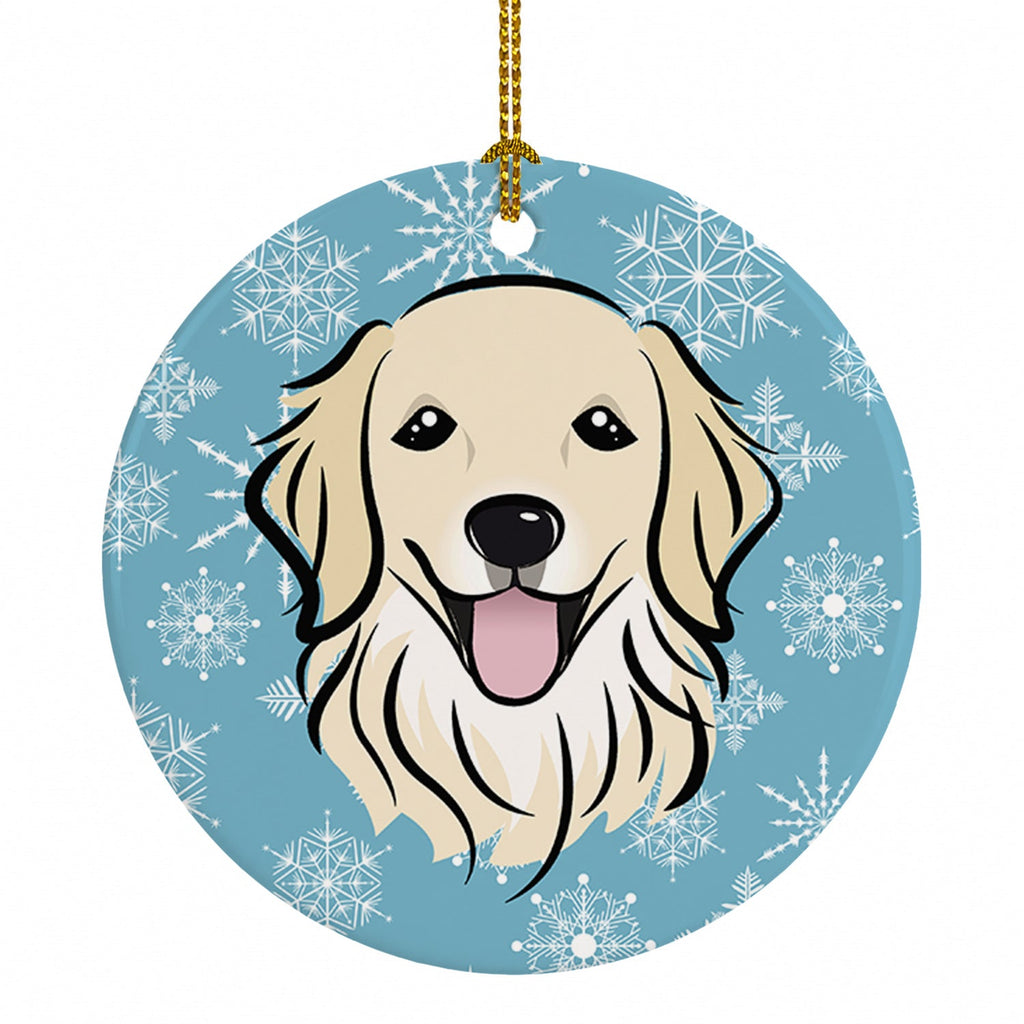 Snowflake Golden Retriever Ceramic Ornament Christmas Tree Hanging Decorations for Home Christmas Holiday, Party, Gift, 3 in, Multicolor