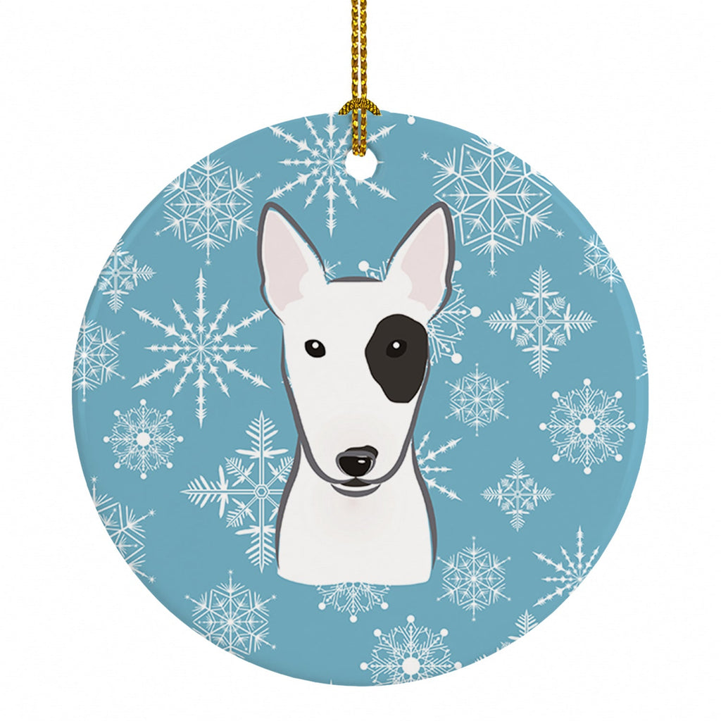 Snowflake Bull Terrier Ceramic Ornament Christmas Tree Hanging Decorations for Home Christmas Holiday, Party, Gift, 3 in, Multicolor