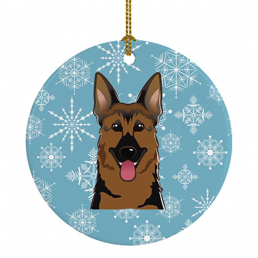 Snowflake German Shepherd Ceramic Ornament Christmas Tree Hanging Decorations for Home Christmas Holiday, Party, Gift, 3 in, Multicolor