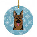 Snowflake German Shepherd Ceramic Ornament Christmas Tree Hanging Decorations for Home Christmas Holiday, Party, Gift, 3 in, Multicolor