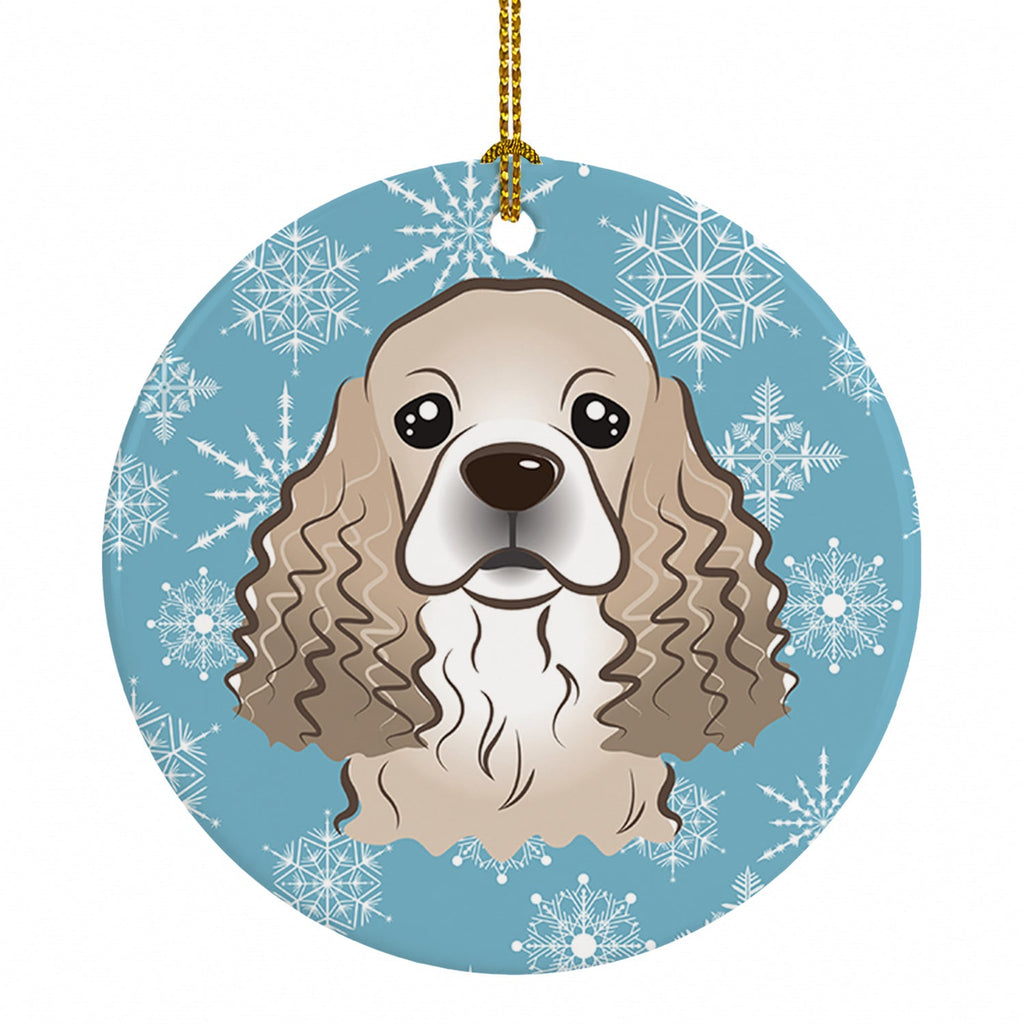 Snowflake Cocker Spaniel Ceramic Ornament Christmas Tree Hanging Decorations for Home Christmas Holiday, Party, Gift, 3 in, Multicolor
