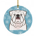 Snowflake White English Bulldog  Ceramic Ornament Christmas Tree Hanging Decorations for Home Christmas Holiday, Party, Gift, 3 in, Multicolor