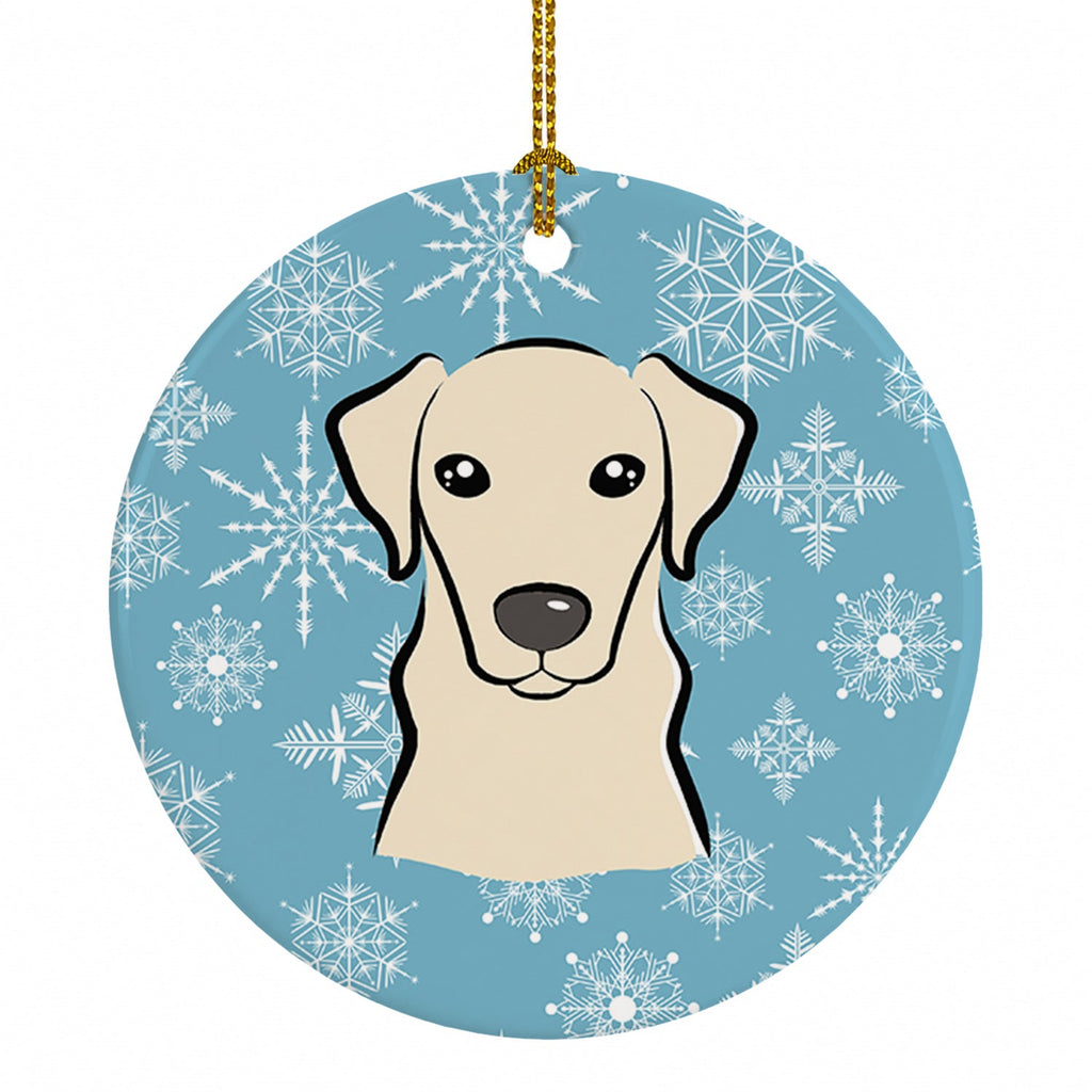 Snowflake Yellow Labrador Ceramic Ornament Christmas Tree Hanging Decorations for Home Christmas Holiday, Party, Gift, 3 in, Multicolor