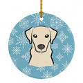 Snowflake Yellow Labrador Ceramic Ornament Christmas Tree Hanging Decorations for Home Christmas Holiday, Party, Gift, 3 in, Multicolor