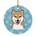 Snowflake Shiba Inu Ceramic Ornament Christmas Tree Hanging Decorations for Home Christmas Holiday, Party, Gift, 3 in, Multicolor