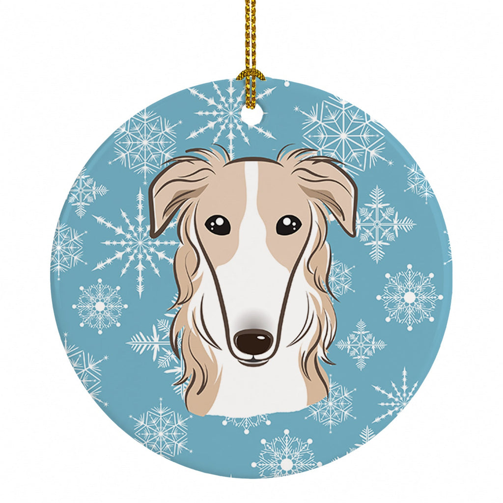 Snowflake Borzoi Ceramic Ornament Christmas Tree Hanging Decorations for Home Christmas Holiday, Party, Gift, 3 in, Multicolor