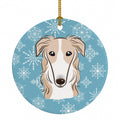 Snowflake Borzoi Ceramic Ornament Christmas Tree Hanging Decorations for Home Christmas Holiday, Party, Gift, 3 in, Multicolor