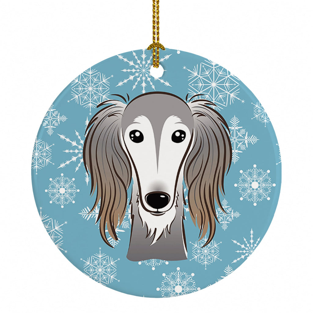 Snowflake Saluki Ceramic Ornament Christmas Tree Hanging Decorations for Home Christmas Holiday, Party, Gift, 3 in, Multicolor