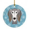 Snowflake Saluki Ceramic Ornament Christmas Tree Hanging Decorations for Home Christmas Holiday, Party, Gift, 3 in, Multicolor