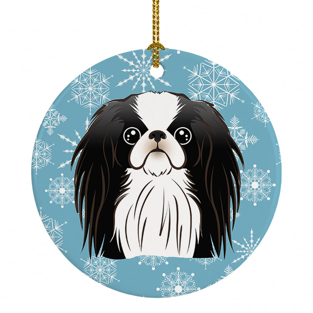 Snowflake Japanese Chin Ceramic Ornament Christmas Tree Hanging Decorations for Home Christmas Holiday, Party, Gift, 3 in, Multicolor