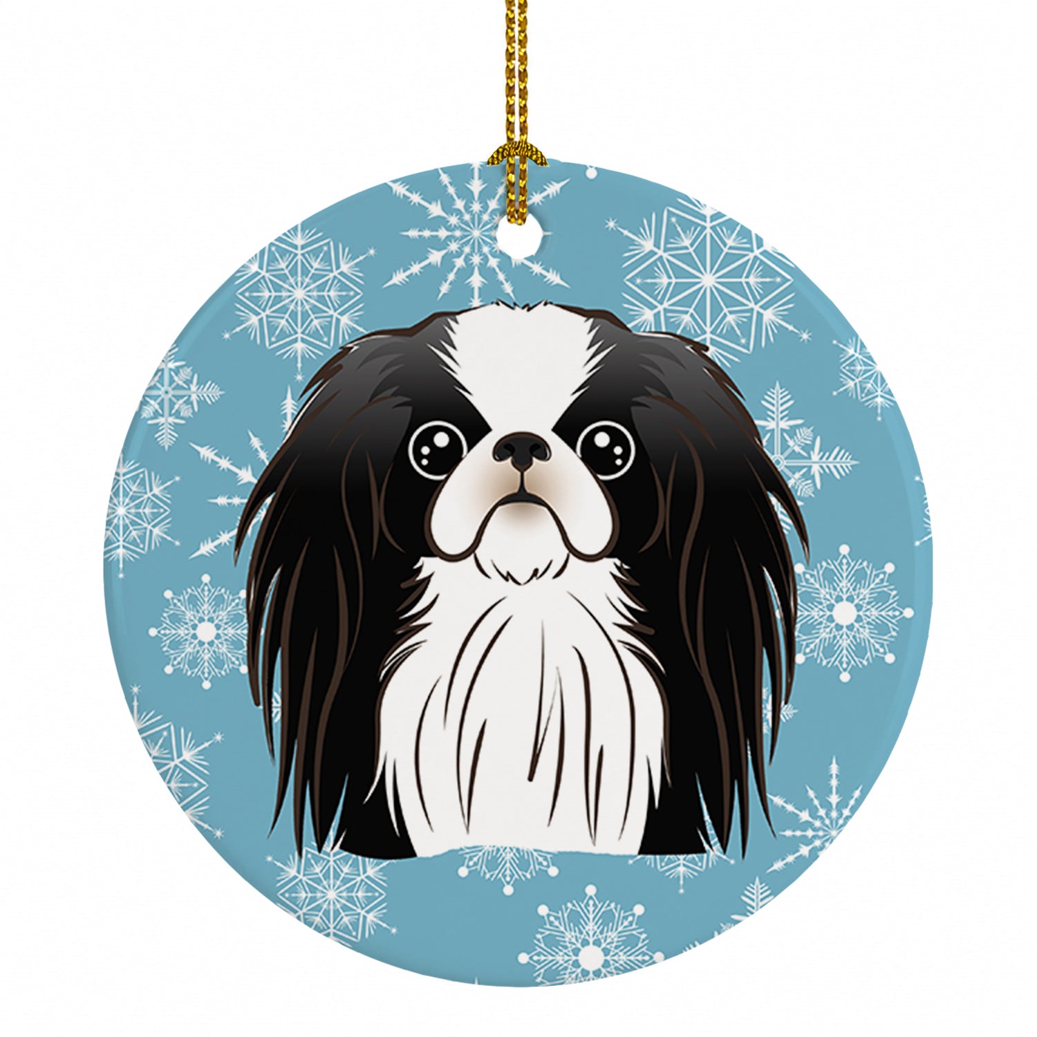 Snowflake Japanese Chin Ceramic Ornament Christmas Tree Hanging Decorations for Home Christmas Holiday, Party, Gift, 3 in, Multicolor
