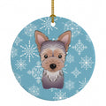 Snowflake Yorkie Puppy Ceramic Ornament Christmas Tree Hanging Decorations for Home Christmas Holiday, Party, Gift, 3 in, Multicolor