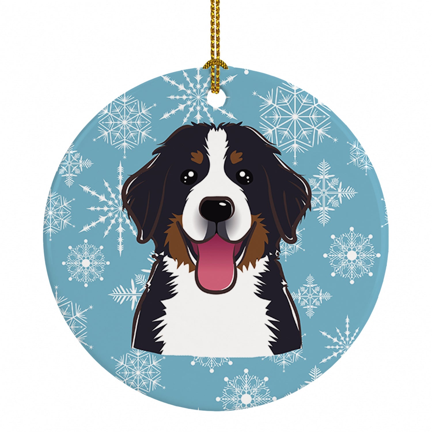 Snowflake Bernese Mountain Dog Ceramic Ornament Christmas Tree Hanging Decorations for Home Christmas Holiday, Party, Gift, 3 in, Multicolor