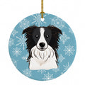Snowflake Border Collie Ceramic Ornament Christmas Tree Hanging Decorations for Home Christmas Holiday, Party, Gift, 3 in, Multicolor