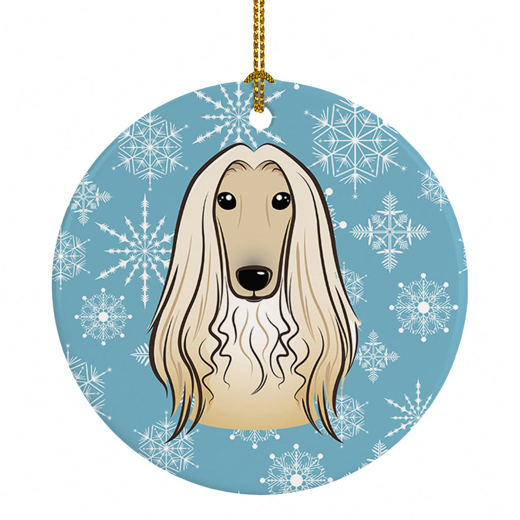 Snowflake Afghan Hound Ceramic Ornament Christmas Tree Hanging Decorations for Home Christmas Holiday, Party, Gift, 3 in, Multicolor