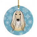 Snowflake Afghan Hound Ceramic Ornament Christmas Tree Hanging Decorations for Home Christmas Holiday, Party, Gift, 3 in, Multicolor