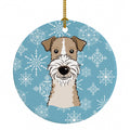 Snowflake Wire Haired Fox Terrier Ceramic Ornament Christmas Tree Hanging Decorations for Home Christmas Holiday, Party, Gift, 3 in, Multicolor