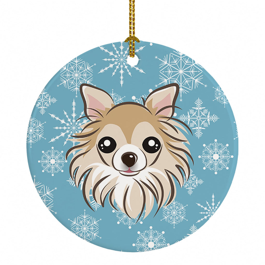 Snowflake Chihuahua Ceramic Ornament Christmas Tree Hanging Decorations for Home Christmas Holiday, Party, Gift, 3 in, Multicolor