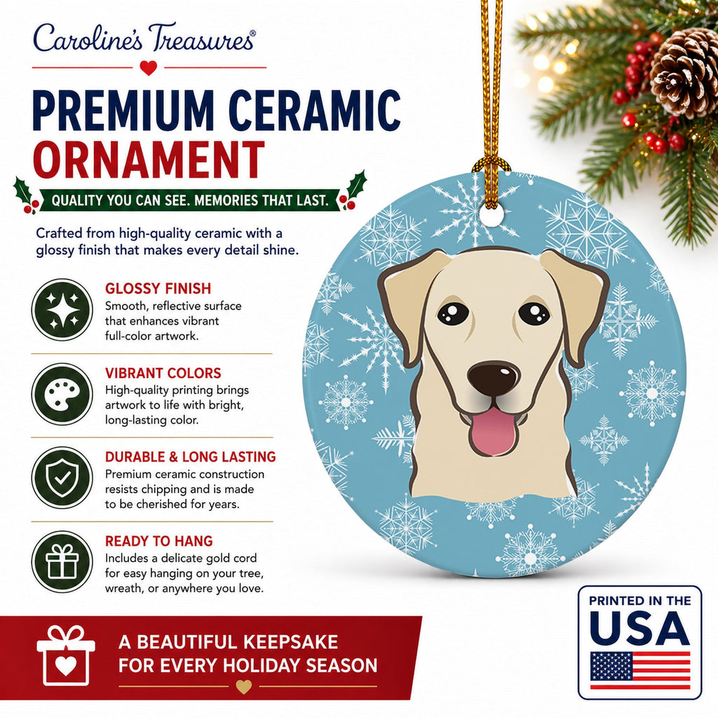 Snowflake Golden Retriever Ceramic Ornament Christmas Tree Hanging Decorations for Home Christmas Holiday, Party, Gift, 3 in, Multicolor