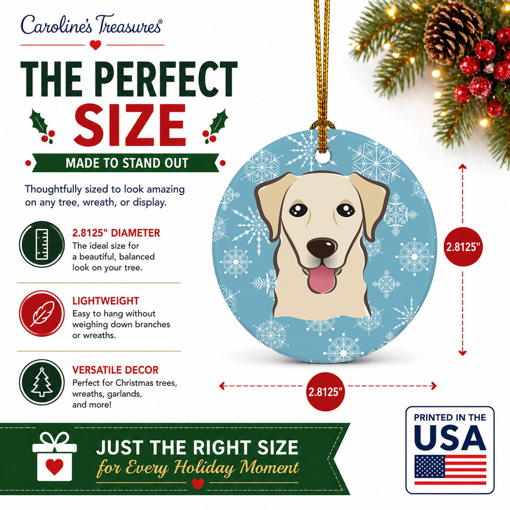Snowflake Golden Retriever Ceramic Ornament Christmas Tree Hanging Decorations for Home Christmas Holiday, Party, Gift, 3 in, Multicolor