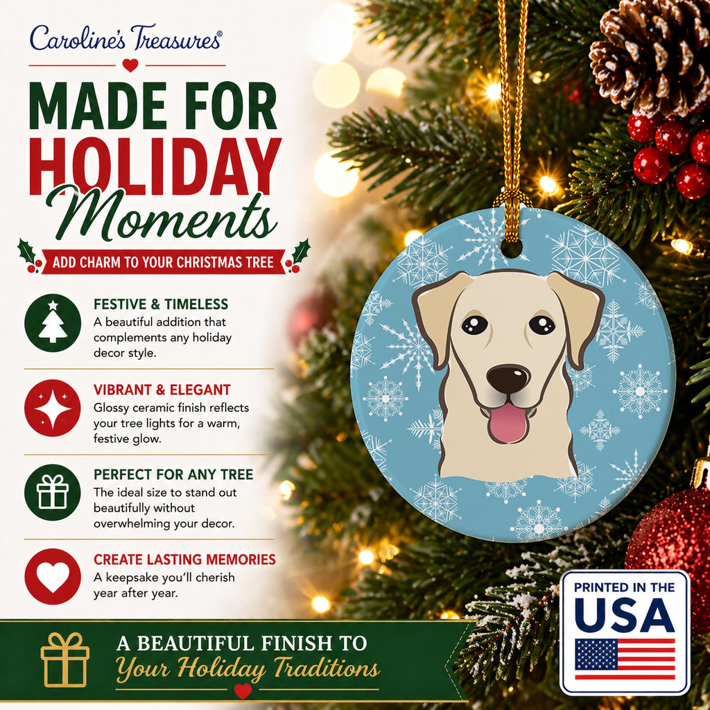 Snowflake Golden Retriever Ceramic Ornament Christmas Tree Hanging Decorations for Home Christmas Holiday, Party, Gift, 3 in, Multicolor