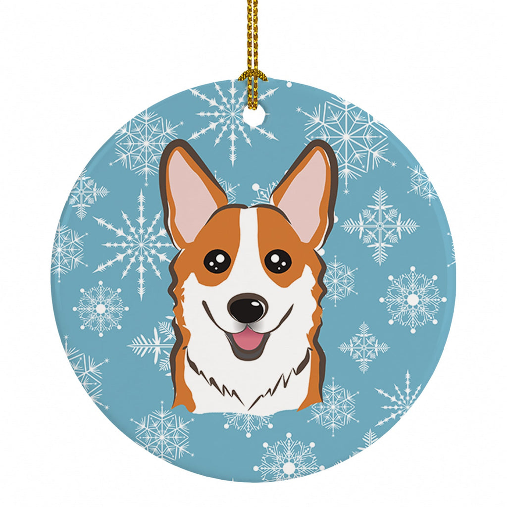 Snowflake Red Corgi Ceramic Ornament Christmas Tree Hanging Decorations for Home Christmas Holiday, Party, Gift, 3 in, Multicolor