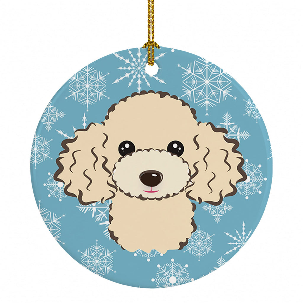 Snowflake Buff Poodle Ceramic Ornament Christmas Tree Hanging Decorations for Home Christmas Holiday, Party, Gift, 3 in, Multicolor