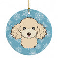 Snowflake Buff Poodle Ceramic Ornament Christmas Tree Hanging Decorations for Home Christmas Holiday, Party, Gift, 3 in, Multicolor