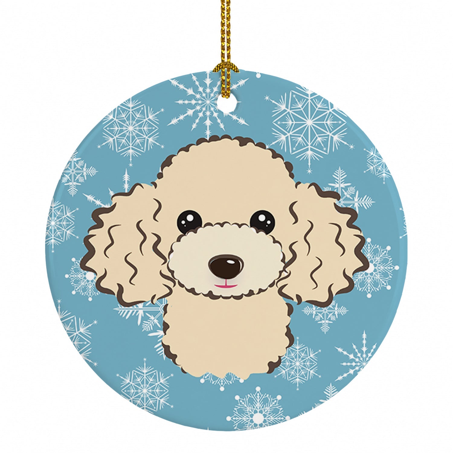 Snowflake Buff Poodle Ceramic Ornament Christmas Tree Hanging Decorations for Home Christmas Holiday, Party, Gift, 3 in, Multicolor