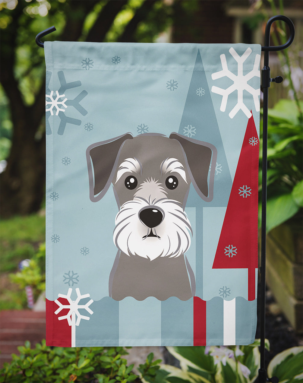 Winter Holiday Schnauzer Garden Flag Mailbox Decorative Yard Banner Outside Patio Artwork for Flower Beds, Garden Size, Multicolor