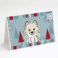 Winter Holiday Pomeranian Greeting Cards Pack of 8 Blank Cards with Envelopes Whimsical A7 Size 5x7