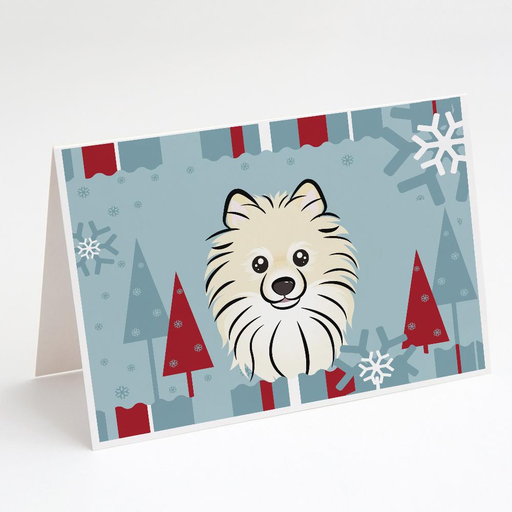 Winter Holiday Pomeranian Greeting Cards Pack of 8 Blank Cards with Envelopes Whimsical A7 Size 5x7
