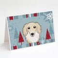 Winter Holiday Longhair Creme Dachshund Greeting Cards Pack of 8 Blank Cards with Envelopes Whimsical A7 Size 5x7