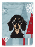 Winter Holiday Smooth Black and Tan Dachshund Garden Flag Mailbox Decorative Yard Banner Outside Patio Artwork for Flower Beds, Garden Size, Multicolor