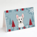 Winter Holiday Westie Greeting Cards Pack of 8 Blank Cards with Envelopes Whimsical A7 Size 5x7