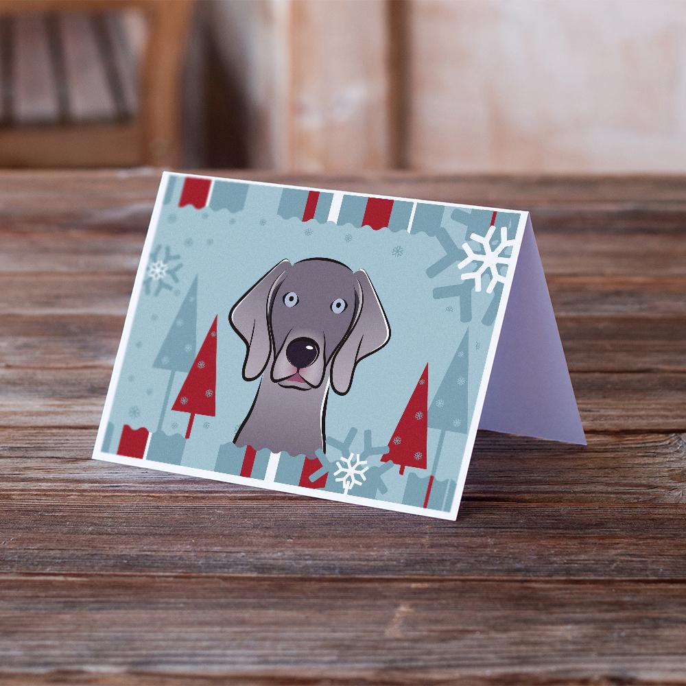 Winter Holiday Weimaraner Greeting Cards Pack of 8 Blank Cards with Envelopes Whimsical A7 Size 5x7