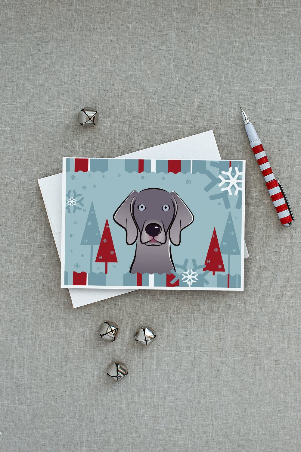 Winter Holiday Weimaraner Greeting Cards Pack of 8 Blank Cards with Envelopes Whimsical A7 Size 5x7