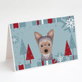 Winter Holiday Yorkie Puppy Greeting Cards Pack of 8 Blank Cards with Envelopes Whimsical A7 Size 5x7